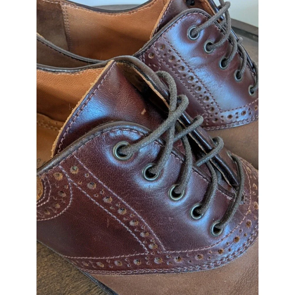 Johnston & Murphy 9 Saddle Shoes Oxfords Leather Suede Brown Formal Wedding Work